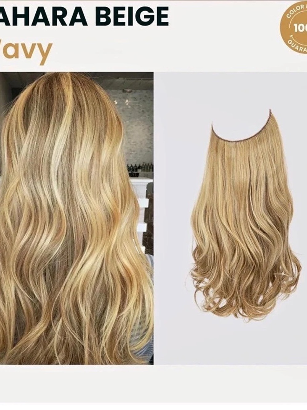ThatHair Halo Hair Extensions Wavy Sahara Beige… 12 inch